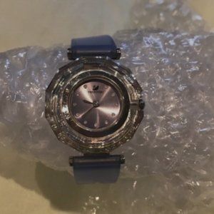Swarovski Crystal watch with soft silicone blue wristband